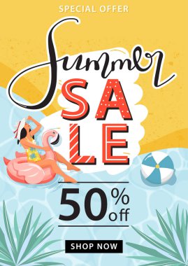 Yaz satış promosyon poster şablonu.