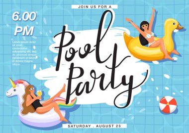 Havuz parti davetiye afişi.