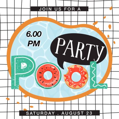Havuz parti davetiye afişi.