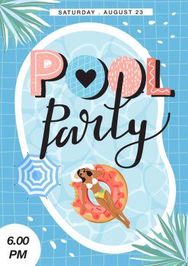 Havuz parti davetiye afişi.