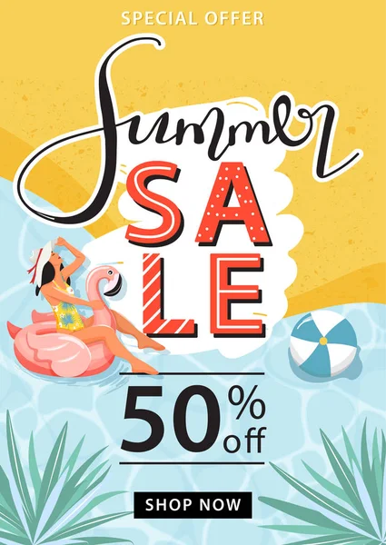 Yaz satış promosyon poster şablonu.