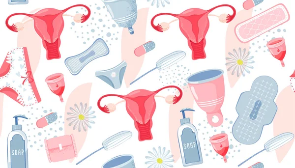 Varrat nélküli mintát Női higiéniai termékek. — Stock Vector