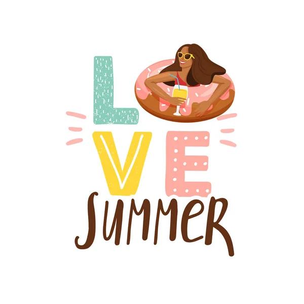 Cartão de saudação de verão. Elegante tipografia slogan design "Amor verão" sinal . — Vetor de Stock