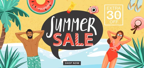 Modelo de banner promoção de venda de verão . — Vetor de Stock