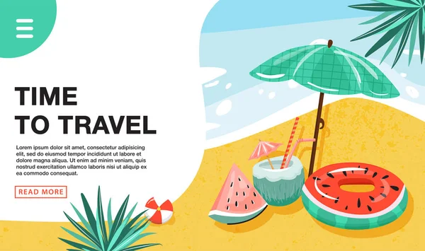 Travel vacation concept. Landing page template. — 图库矢量图片