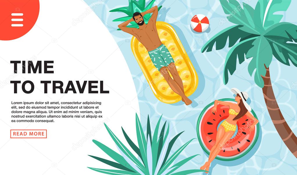 Travel vacation concept. Landing page template.