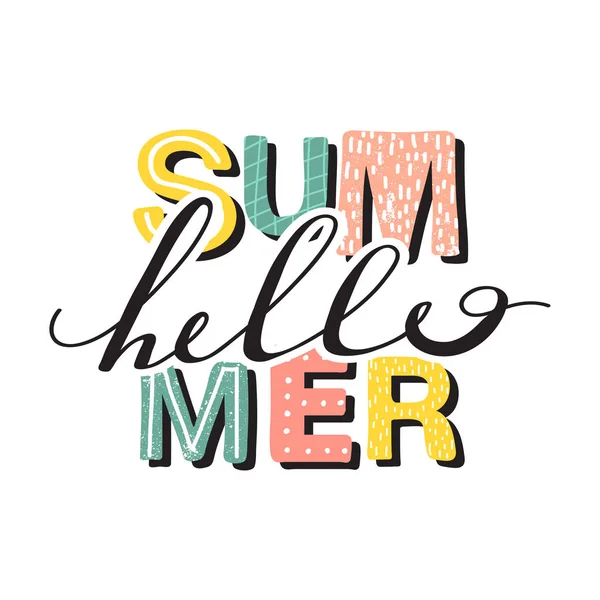 スタイリッシュなタイポグラフィスローガンデザイン「こんにちは夏」サイン. — ストックベクタ