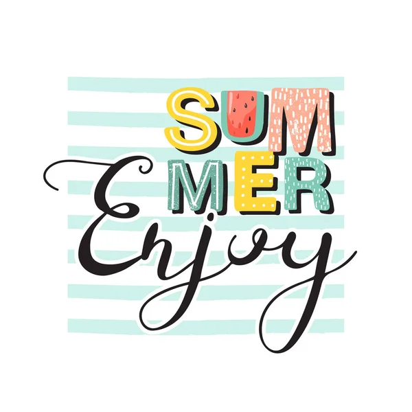 创意排版口号设计"享受夏天"标志. — 图库矢量图片