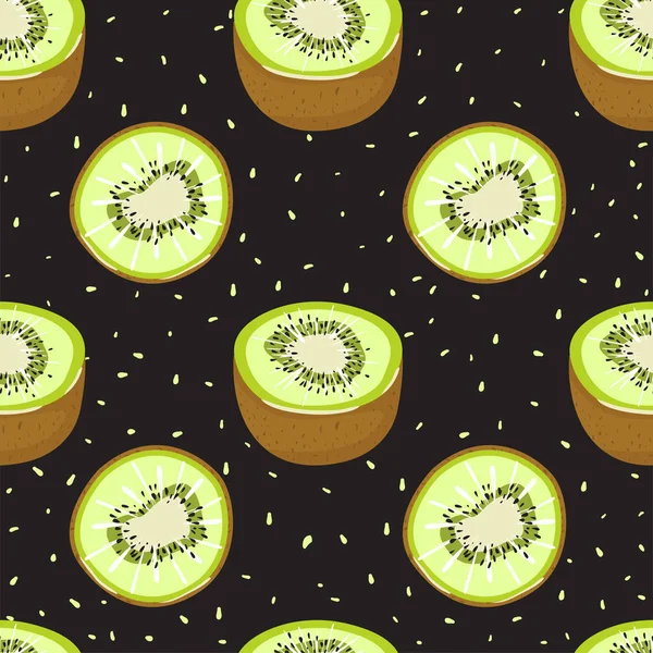 Patrón de moda sin costuras con kiwis verdes. Alimentación saludable . — Archivo Imágenes Vectoriales