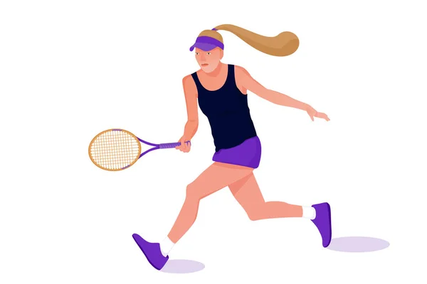 Ilustración con jugadora de tenis sobre fondo blanco . — Vector de stock