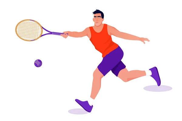 Ilustración con el jugador de tenis del hombre en fondo blanco . — Vector de stock