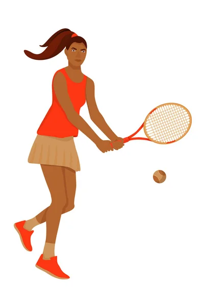 Illustration mit Tennisspielerin auf weißem Hintergrund. — Stockvektor