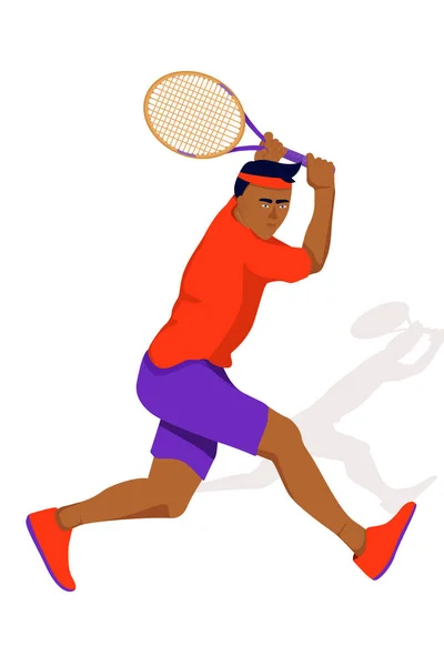 Ilustración con jugador de tenis hombre sobre fondo blanco . — Vector de stock