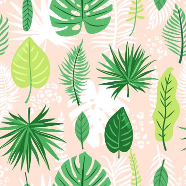Tropikal yapraklar dikişsiz desen. Orman tarzı.