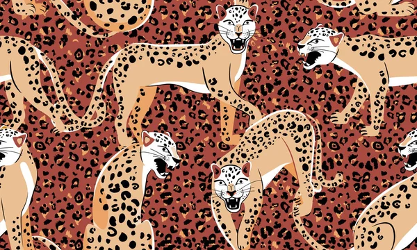 Patrón sin costura de leopardo. Estilo safari . — Vector de stock