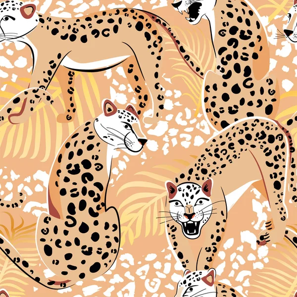 Patrón sin costura de leopardo. Estilo safari . — Vector de stock