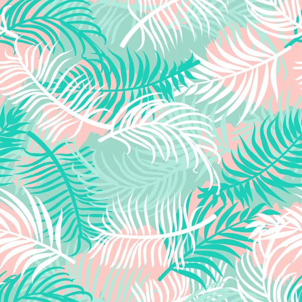 Palmblätter nahtloses Muster. Sommerliche Komposition. — Stockvektor