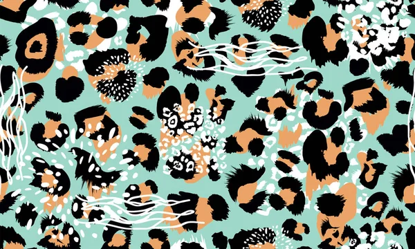 Abstract naadloos patroon met Fashion Animal Print en artistieke borstel. — Stockvector