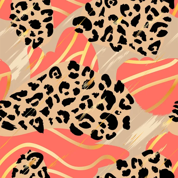 Abstracte geometrische naadloze patroon met Fashion Animal Print. — Stockvector