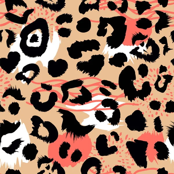 Abstract naadloos patroon met Fashion Animal Print en artistieke borstel. — Stockvector