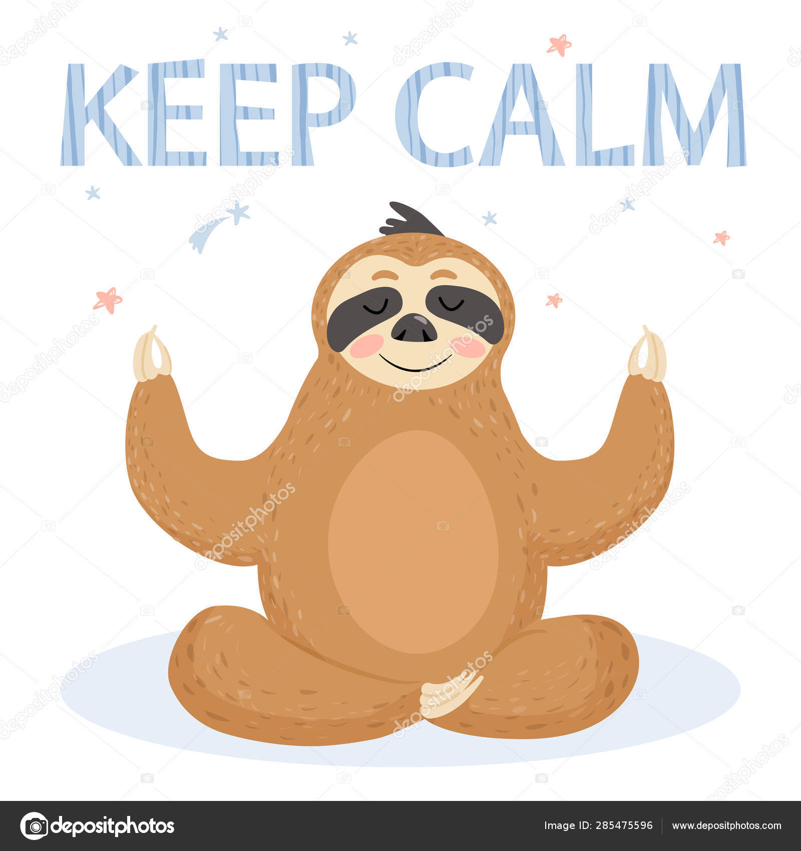 Funny cartoon sloth sitting in yoga pose. Stock Vector Image by ©CoCoArt_Ua  #285475596