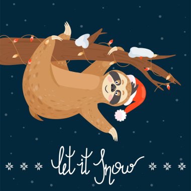 Tembellik ile Noel ve Happy New Year kartı