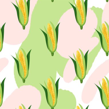 Mısır sebze ve soyut arka plan ile çağdaş Dikişsiz desen. Yaratıcı çiçek kolaj.