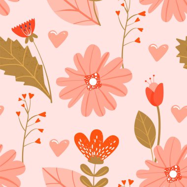 Tasarım ve moda baskıları için çiçeklerle dikişsiz desen.