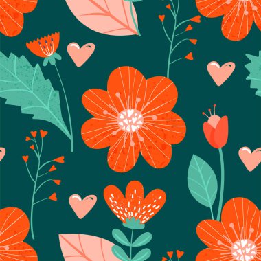 Tasarım ve moda baskıları için çiçeklerle dikişsiz desen.