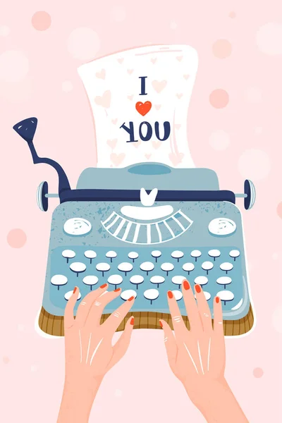 Sevgililer günü tebrik kartı. Kağıt ve yazıt "Seni seviyorum". — Stok Vektör