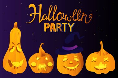 Kabak ve yazı ile Cadılar Bayramı tatil tebrik kartı.