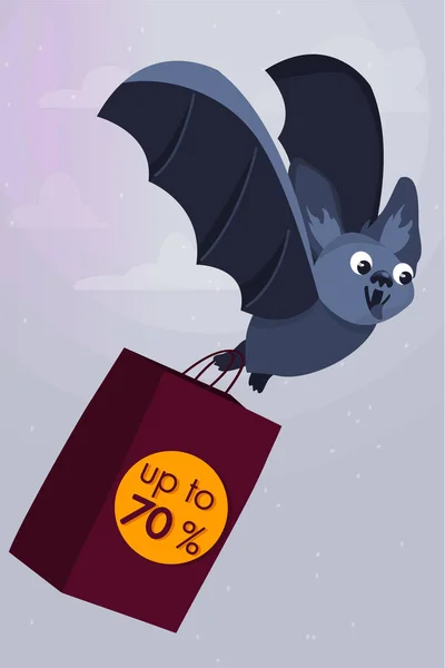 Venta ilustración vector. Halloween Venta vector de composición con el murciélago y bolsas de venta . — Vector de stock