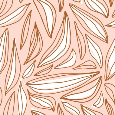 Kontur yaprakları ile modern dikişsiz çiçek deseni.