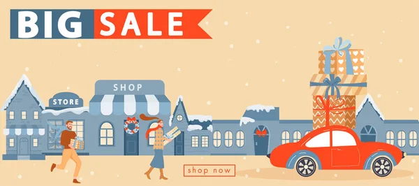 Holidays shopping. Christmas and Happy New Year sales banner.