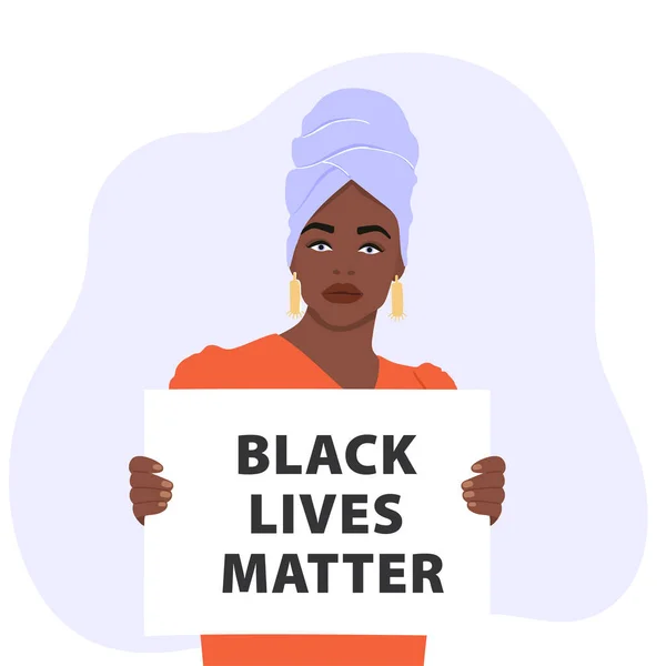 Fekete Élet Anyag Koncepció Illusztráció Aki Plakátot Tart Tiltakozik Feketék — Stock Vector