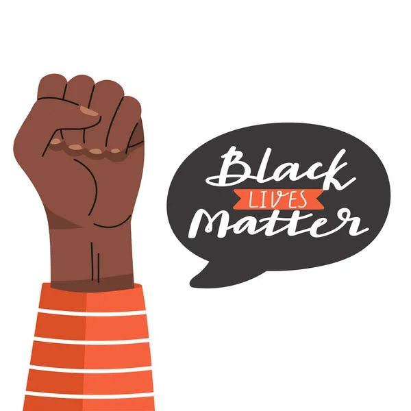 Fekete Élet Anyag Koncepció Tervezés Tiltakozó Illusztráció Ökölkézzel Feliratos Kifejezéssel — Stock Vector