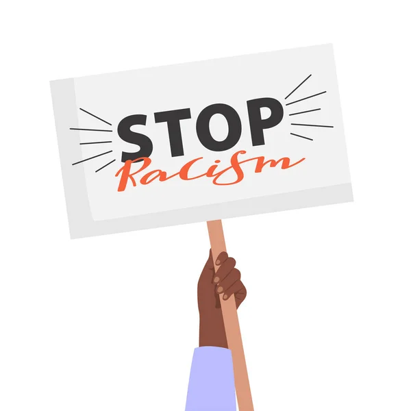 Fekete Élet Anyag Koncepció Illusztráció Kézfogás Zászló Felirattal Stop Rasszizmus — Stock Vector