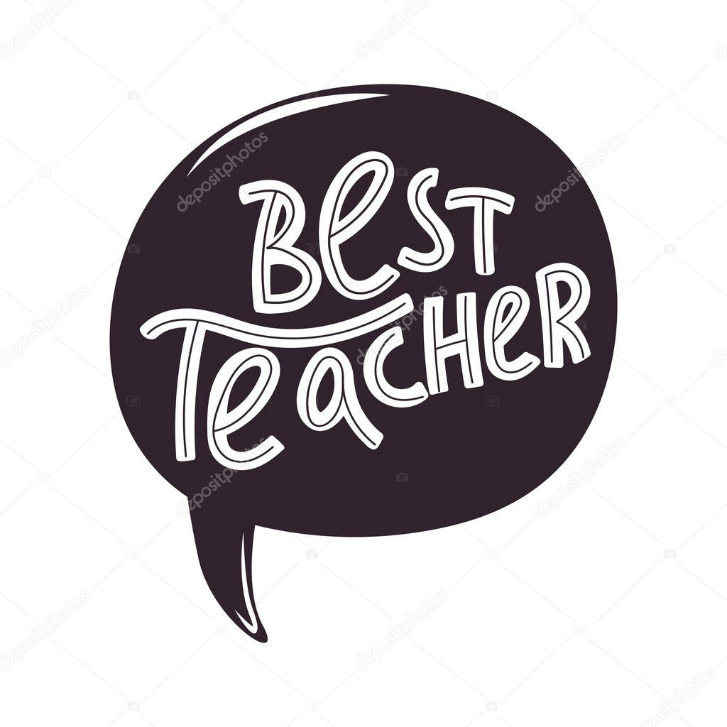 Happy teacher's day typography illustration. Speech bubbles with greeting phrase. Lettering design. Vector illustration on white background.