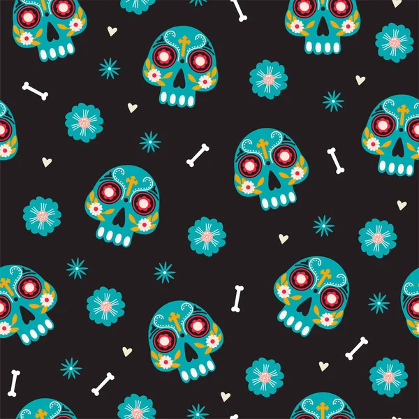 Dia Los Muertos Eller Day Dead Sömlösa Mönster Traditionell Mexikansk — Stock vektor