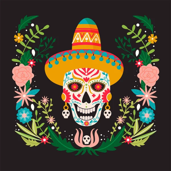Dia Los Muertos Day Dead Традиционный Мексиканский Фестиваль Сахарный Мексиканский — стоковый вектор