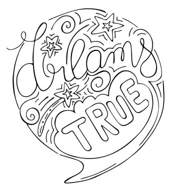 Mükemmel vektör harfleri, rüyalar gerçek. Vektör illüstrasyonu.