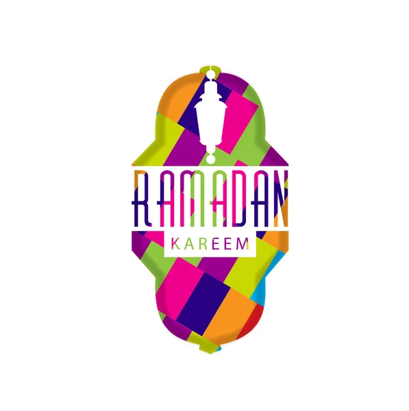 Papel de corte Ramadan Kareem com fundo colorido — Vetor de Stock