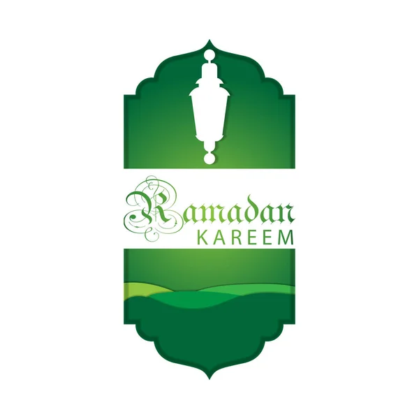 Papel de corte Ramadan Kareem com fundo verde — Vetor de Stock