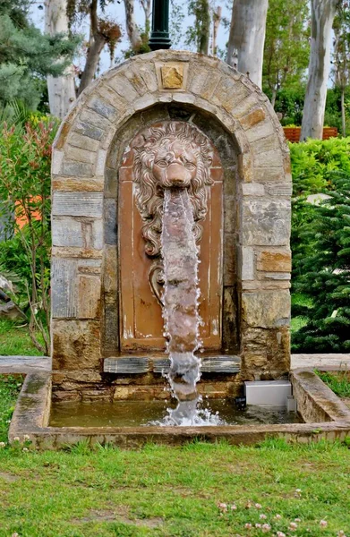 Arch Made Stone Lion Head Which Water Flows — Stock Photo, Image