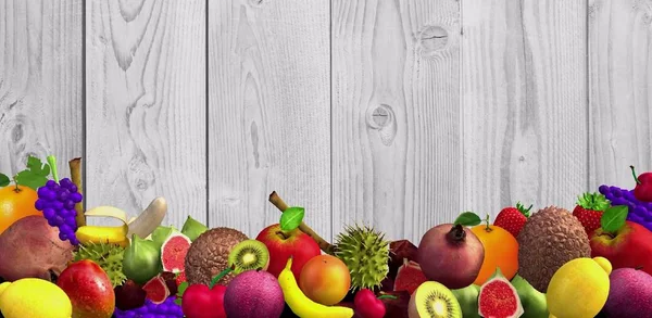 Hermoso Fondo Con Diferentes Frutas Maduras Saludables Formato —  Fotos de Stock