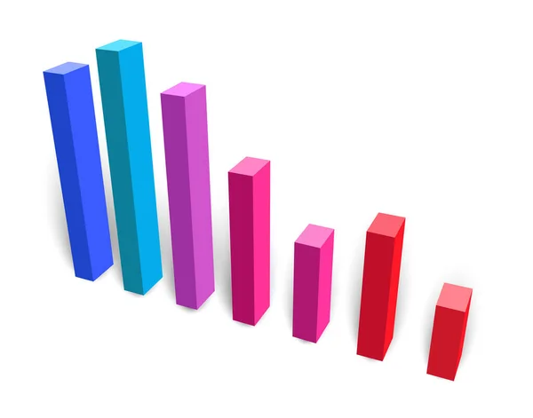 Bar Chart Vektor Illusztráció Lefelé Tendencia Színes Árnyalattal — Stock Vector