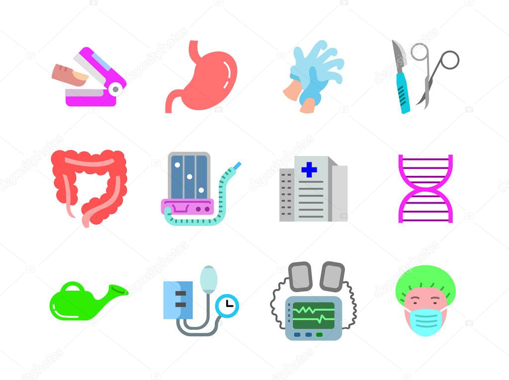 Advanced design Healthcare and Medical vector flat color icons, style 1 vol 2, suitable for web, mobile apps and etc.