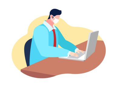 Salgın sırasında çalışan bir adamın vektör çizimi