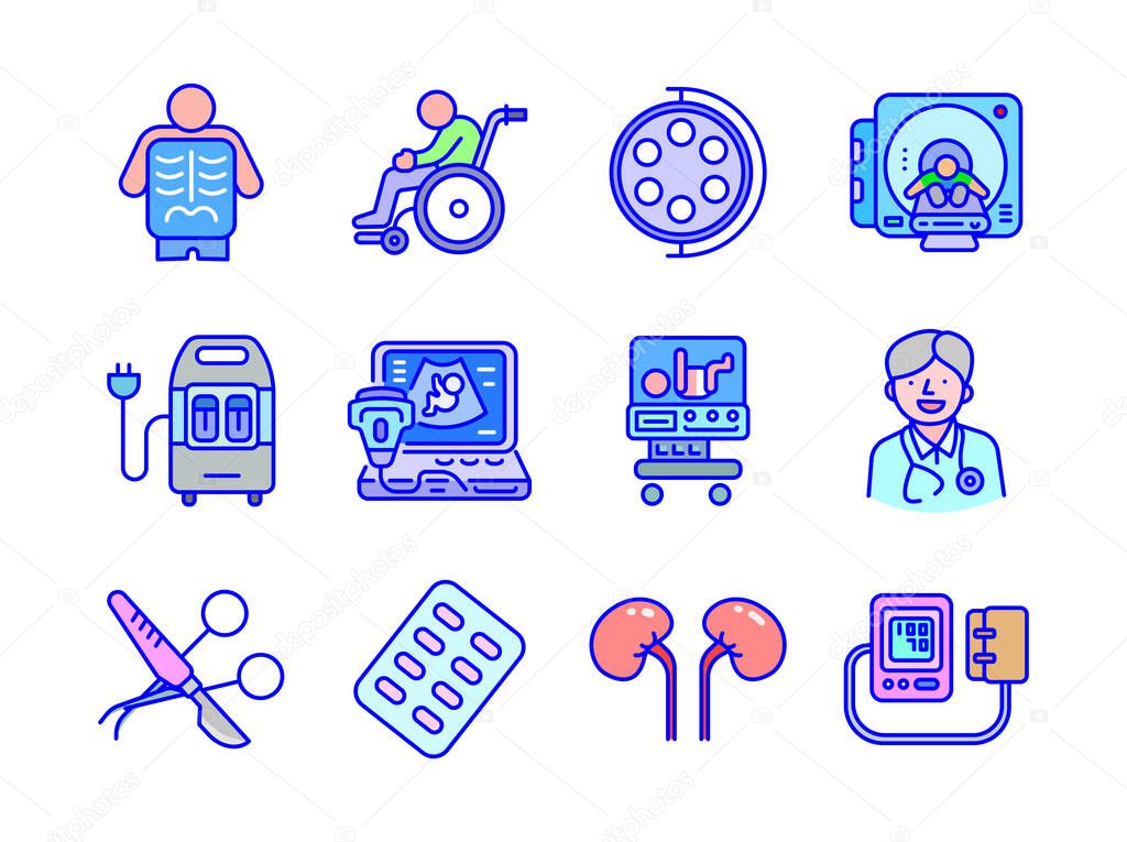 Advanced design Healthcare and Medical vector filed colored line icons style 2 vol 2