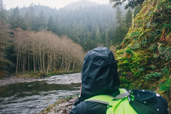 Pacific Northwest Hike, woman under rain